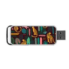 Vector Seamless Pattern With Leopards Portable Usb Flash (one Side) by Vaneshart