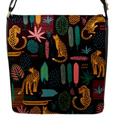 Vector Seamless Pattern With Leopards Flap Closure Messenger Bag (s) by Vaneshart