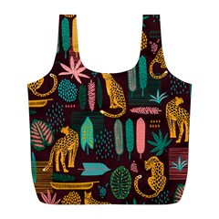 Vector Seamless Pattern With Leopards Full Print Recycle Bag (l)