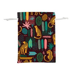 Vector Seamless Pattern With Leopards Lightweight Drawstring Pouch (l)