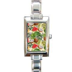 Tropical Pattern Background Rectangle Italian Charm Watch by Vaneshart