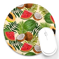 Tropical Pattern Background Round Mousepads by Vaneshart