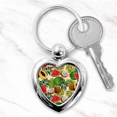 Tropical Pattern Background Key Chain (heart) by Vaneshart