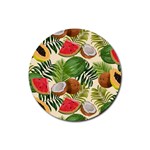 Tropical Pattern Background Rubber Coaster (Round)  Front