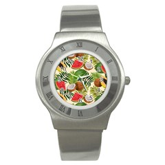 Tropical Pattern Background Stainless Steel Watch by Vaneshart