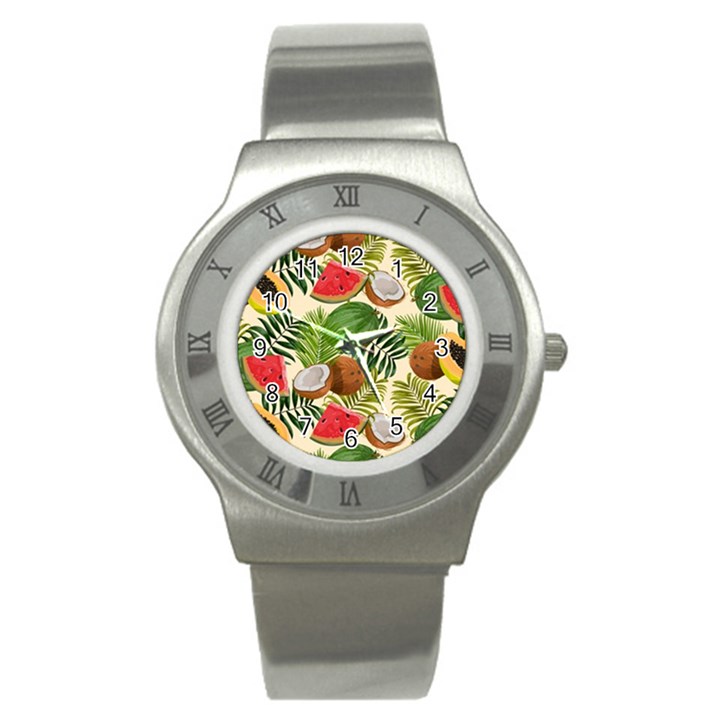 Tropical Pattern Background Stainless Steel Watch