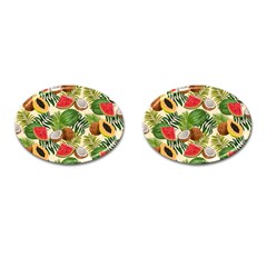 Tropical Pattern Background Cufflinks (oval) by Vaneshart