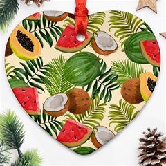 Tropical Pattern Background Heart Ornament (two Sides) by Vaneshart