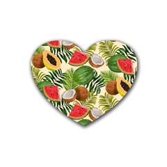 Tropical Pattern Background Heart Coaster (4 Pack)  by Vaneshart