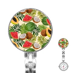 Tropical Pattern Background Stainless Steel Nurses Watch by Vaneshart