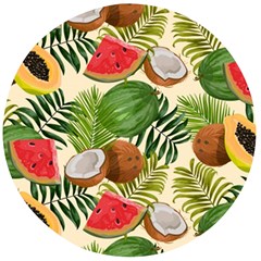 Tropical Pattern Background Wooden Bottle Opener (round)