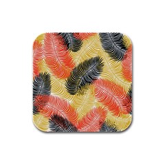 Tropical Seamless Pattern With Exotic Palm Leaves Rubber Square Coaster (4 Pack)  by Vaneshart