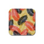 Tropical Seamless Pattern With Exotic Palm Leaves Rubber Square Coaster (4 pack)  Front