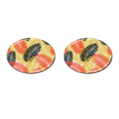 Tropical Seamless Pattern With Exotic Palm Leaves Cufflinks (oval) by Vaneshart