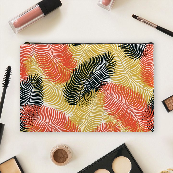 Tropical Seamless Pattern With Exotic Palm Leaves Cosmetic Bag (Large)