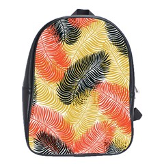 Tropical Seamless Pattern With Exotic Palm Leaves School Bag (large) by Vaneshart