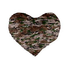 Fabric Camo Protective Standard 16  Premium Flano Heart Shape Cushions