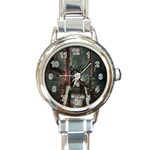 Awesome Fantasy Women With Helmet Round Italian Charm Watch Front