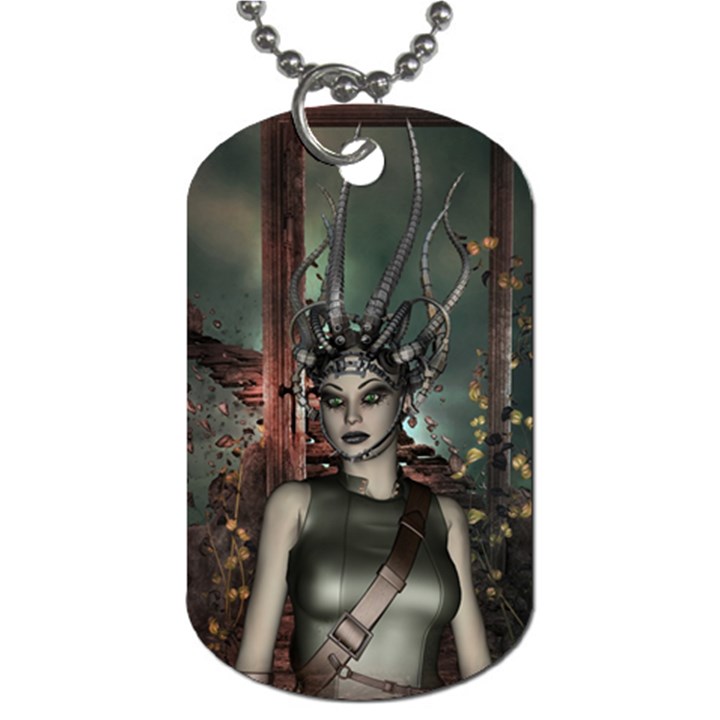 Awesome Fantasy Women With Helmet Dog Tag (Two Sides)