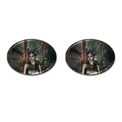 Awesome Fantasy Women With Helmet Cufflinks (oval) by FantasyWorld7