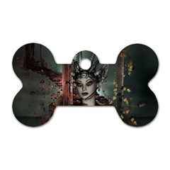 Awesome Fantasy Women With Helmet Dog Tag Bone (one Side) by FantasyWorld7