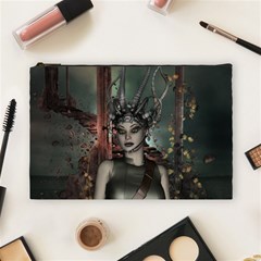 Awesome Fantasy Women With Helmet Cosmetic Bag (large) by FantasyWorld7