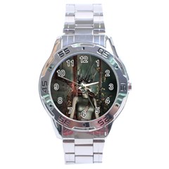 Awesome Fantasy Women With Helmet Stainless Steel Analogue Watch by FantasyWorld7