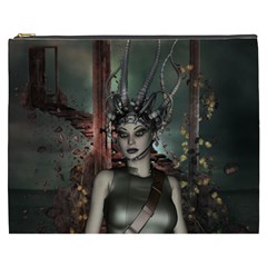 Awesome Fantasy Women With Helmet Cosmetic Bag (xxxl) by FantasyWorld7