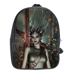 Awesome Fantasy Women With Helmet School Bag (xl) by FantasyWorld7