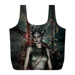 Awesome Fantasy Women With Helmet Full Print Recycle Bag (l) by FantasyWorld7