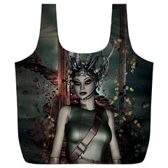 Awesome Fantasy Women With Helmet Full Print Recycle Bag (xl) by FantasyWorld7