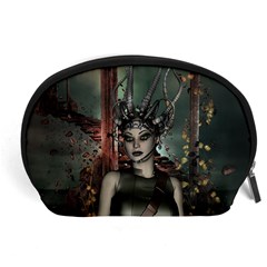 Awesome Fantasy Women With Helmet Accessory Pouch (large) by FantasyWorld7