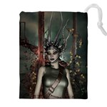 Awesome Fantasy Women With Helmet Drawstring Pouch (4XL) Front