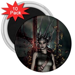 Awesome Fantasy Women With Helmet 3  Magnets (10 Pack)  by FantasyWorld7