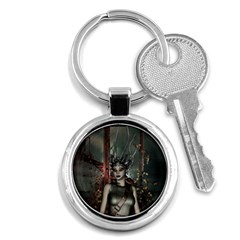 Awesome Fantasy Women With Helmet Key Chain (round) by FantasyWorld7