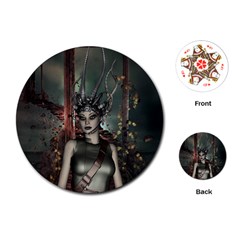 Awesome Fantasy Women With Helmet Playing Cards Single Design (round) by FantasyWorld7