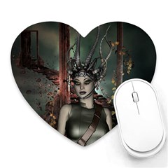 Awesome Fantasy Women With Helmet Heart Mousepads by FantasyWorld7