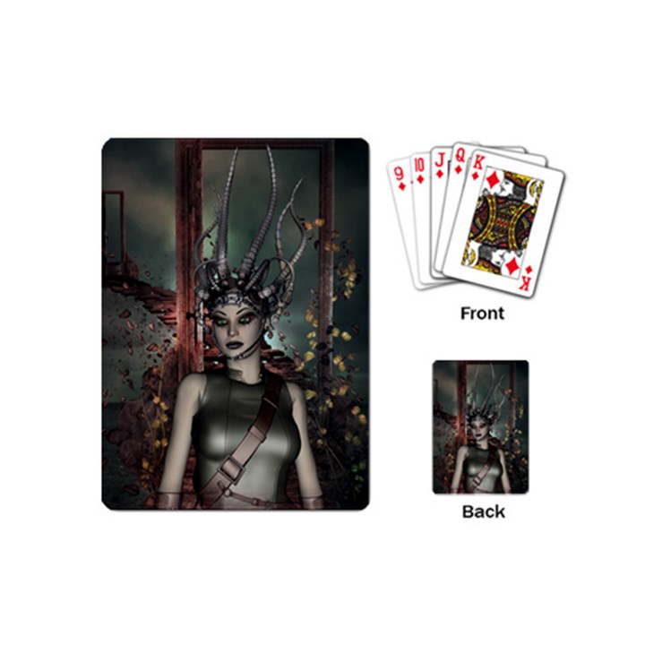 Awesome Fantasy Women With Helmet Playing Cards Single Design (Mini)