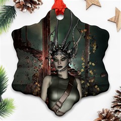 Awesome Fantasy Women With Helmet Ornament (snowflake) by FantasyWorld7