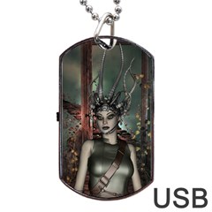 Awesome Fantasy Women With Helmet Dog Tag Usb Flash (two Sides) by FantasyWorld7