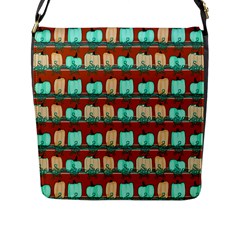 Bluegreen Pumpkins Flap Closure Messenger Bag (l) by bloomingvinedesign