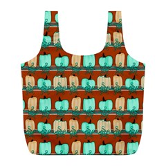 Bluegreen Pumpkins Full Print Recycle Bag (l) by bloomingvinedesign