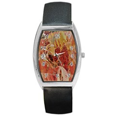 Autumn Colors Leaf Leaves Brown Red Barrel Style Metal Watch