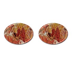 Autumn Colors Leaf Leaves Brown Red Cufflinks (Oval)