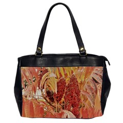 Autumn Colors Leaf Leaves Brown Red Oversize Office Handbag (2 Sides)