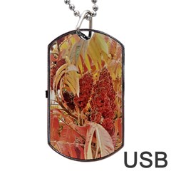 Autumn Colors Leaf Leaves Brown Red Dog Tag USB Flash (Two Sides)