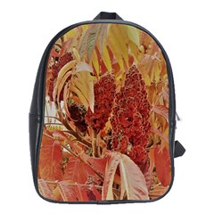 Autumn Colors Leaf Leaves Brown Red School Bag (XL)