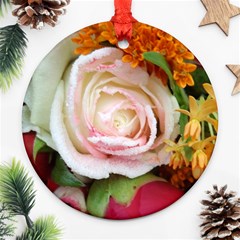 Floral Bouquet Orange Pink Rose Ornament (round) by yoursparklingshop