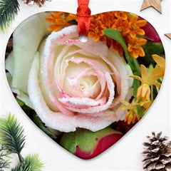 Floral Bouquet Orange Pink Rose Ornament (heart) by yoursparklingshop