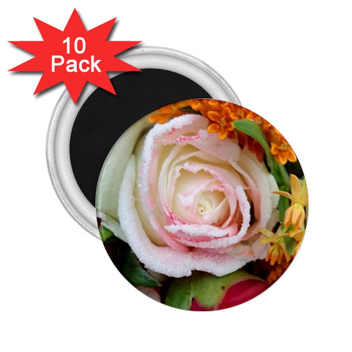 Floral Bouquet Orange Pink Rose 2.25  Magnets (10 pack) 